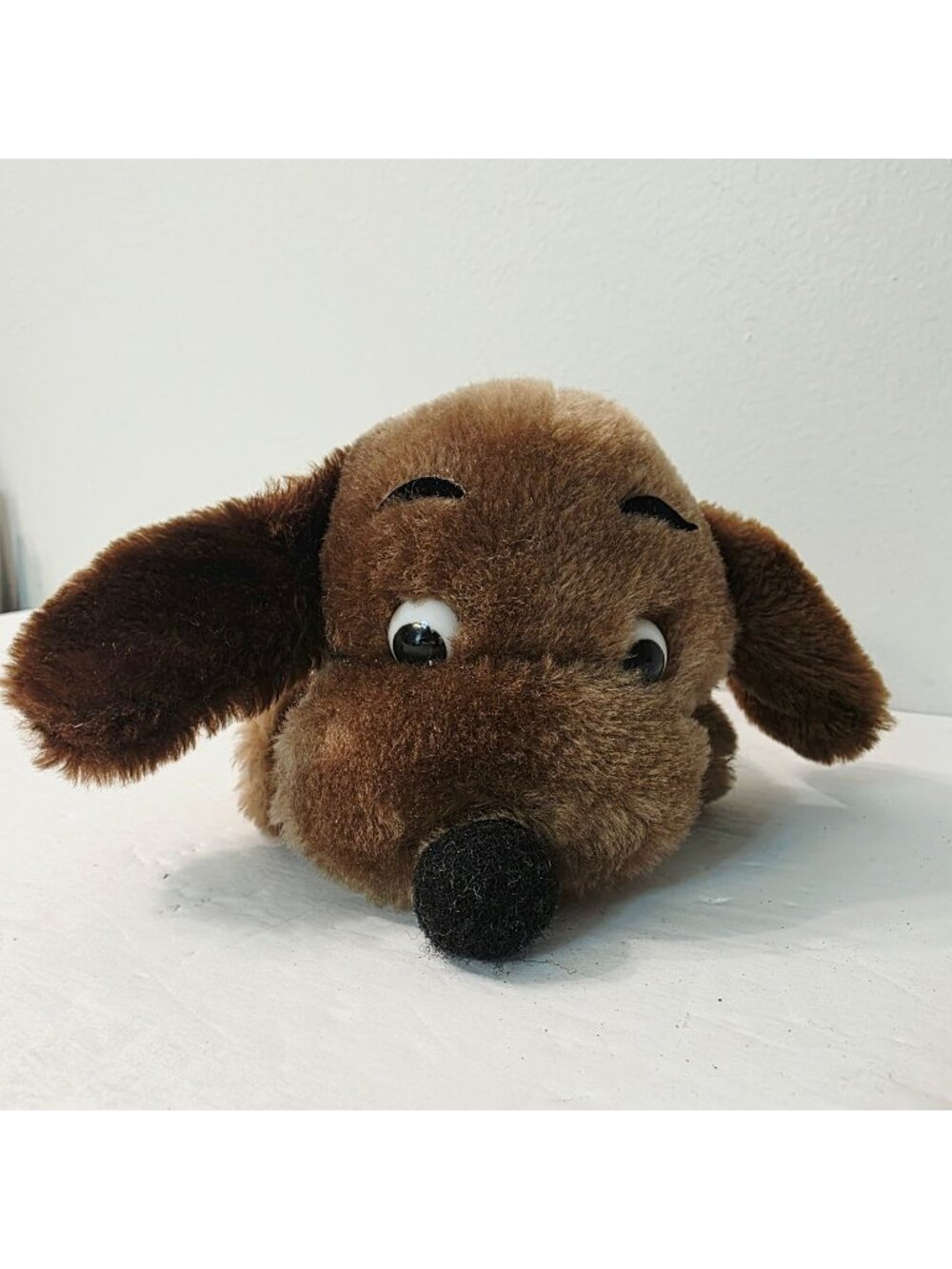 Vtg 1973 Mini Dakin Brown Laying Drooper Stuffed Puppy Dog Animal Plush
